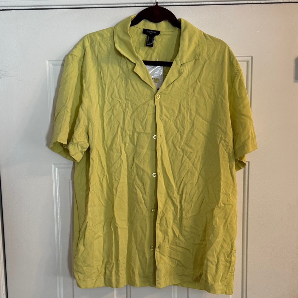 Cubavera Light Yellow Casual Button Down Shirt